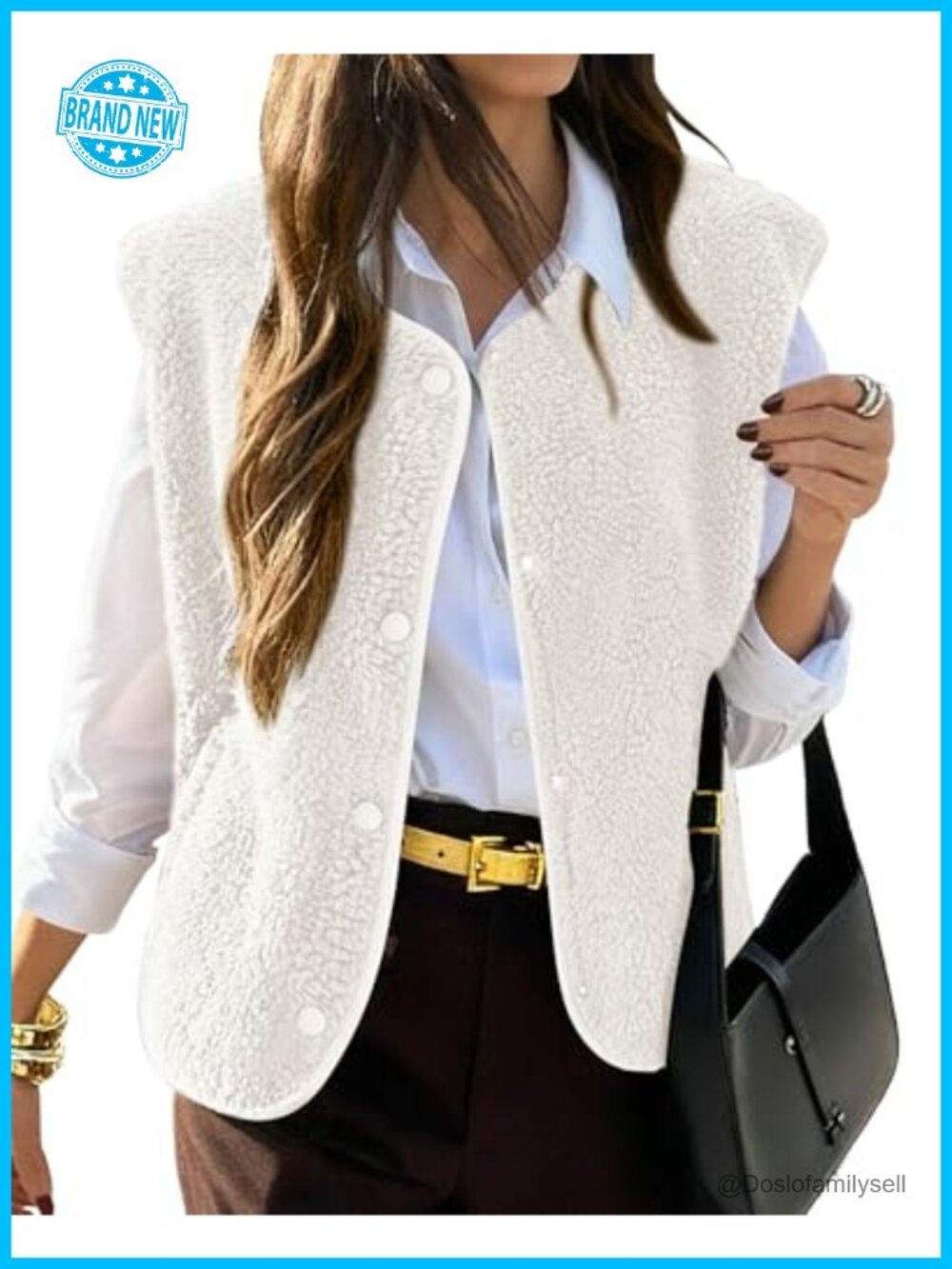 Fleece Sherpa Vest Button Down Open Front Sleeveless Warm Outerwear